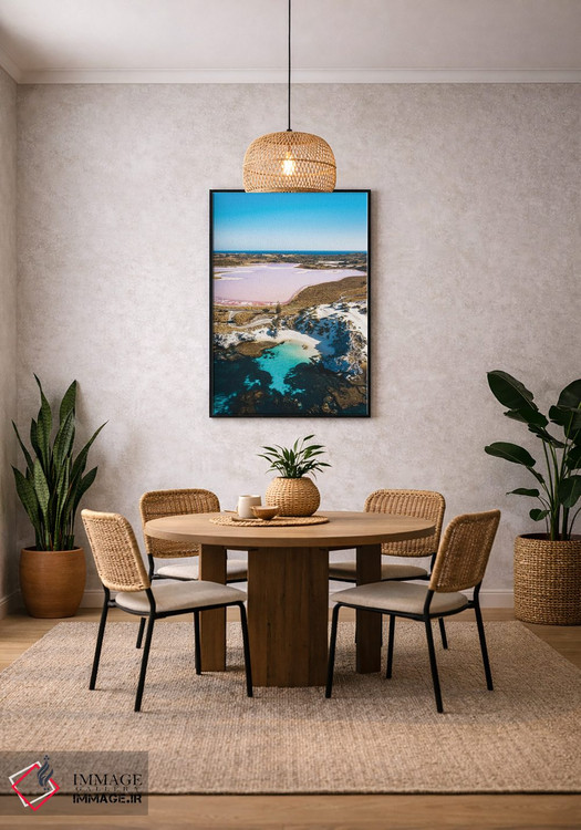 تابلو دکوراتیو دریاچه صورتی با اقیانوس فیروزه ای اثر جیمز وودیکا - D3B
