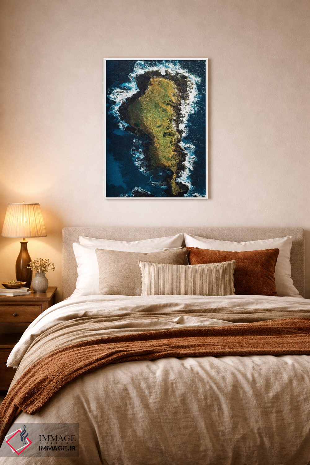 تابلو دکوراتیو نمای هوایی ساحل جزیره سنگی اثر جیمز وودیکا - D5W