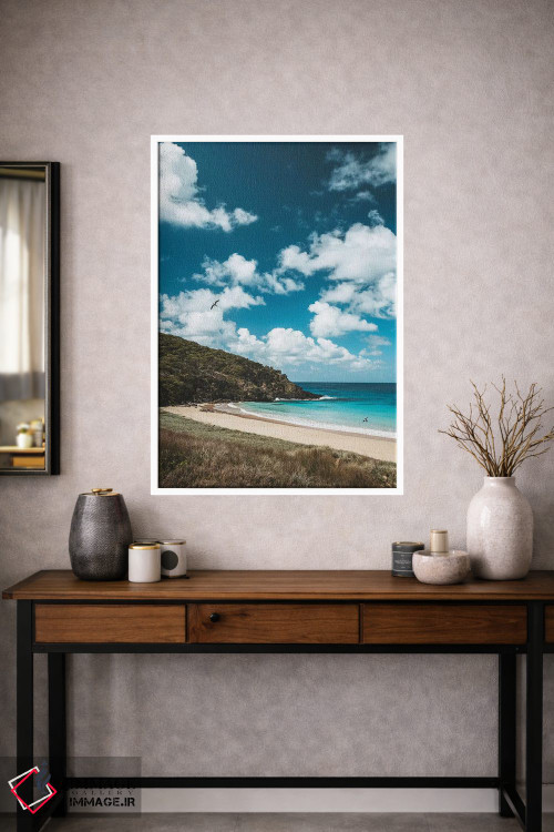 تابلو دکوراتیو ساحل جزیره خلوت با آب آبی اثر جیمز وودیکا - D1W