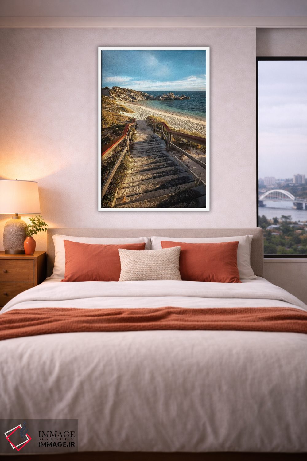 تابلو دکوراتیو پله های غروب جزیره راتنست اثر جیمز وودیکا - D4W