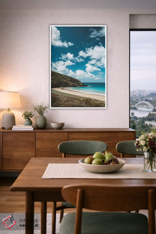 تابلو دکوراتیو ساحل جزیره خلوت با آب آبی اثر جیمز وودیکا - D6W