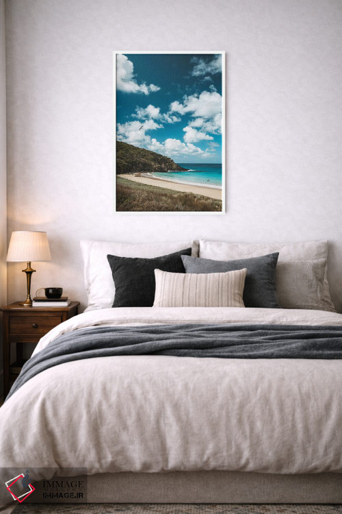 تابلو دکوراتیو ساحل جزیره خلوت با آب آبی اثر جیمز وودیکا - D5W