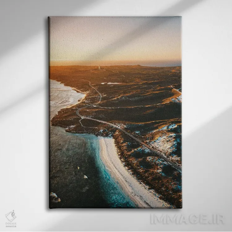 تابلو دکوراتیو نمای هوایی خط ساحلی جزیره راتنست در غروب اثر جیمز وودیکا - نمای روبهرو روی دیوار