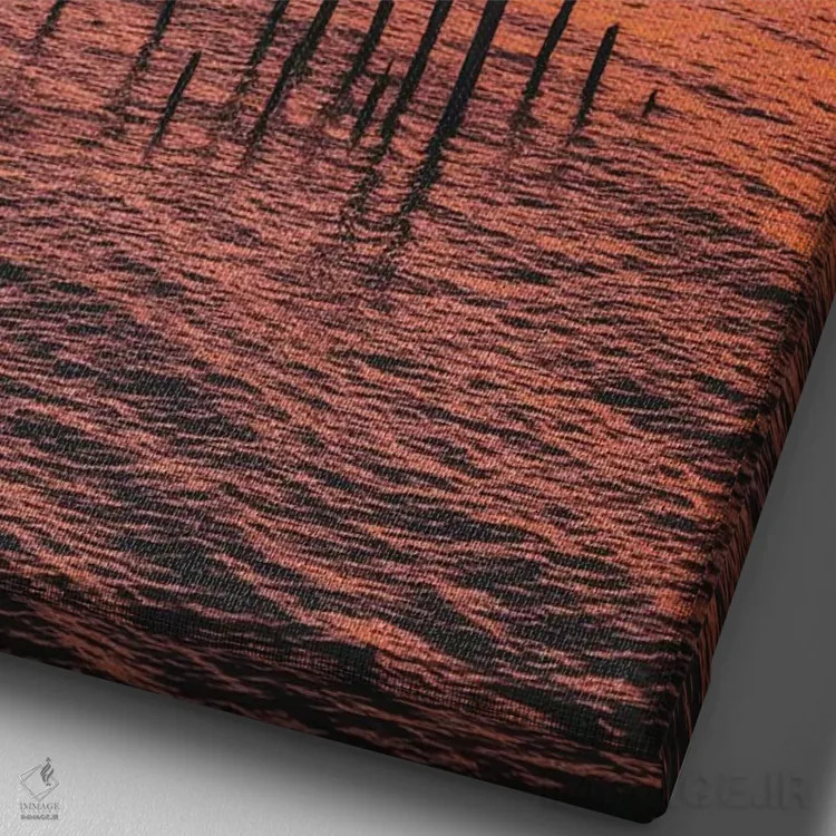 تابلو دکوراتیو پایه های اسکله در غروب اثر جیمز وودیکا - نمای نزدیک بافت بوم