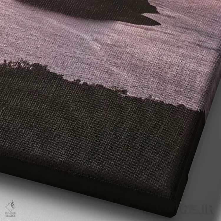 تابلو دکوراتیو رنگ های غروب بر فراز اقیانوس و جزیره اثر جیمز وودیکا - نمای نزدیک بافت بوم