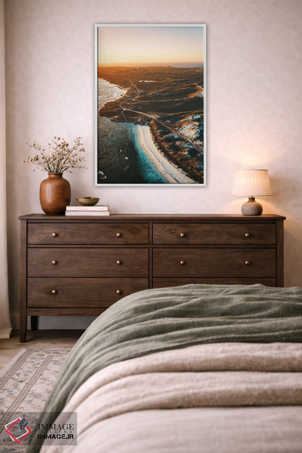 تابلو دکوراتیو نمای هوایی خط ساحلی جزیره راتنست در غروب اثر جیمز وودیکا - D3W