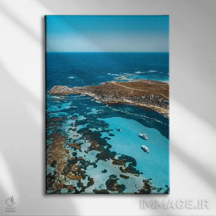 تابلو دکوراتیو خلیج فیروزه ای در جزیره راتنست اثر جیمز وودیکا - نمای روبهرو روی دیوار