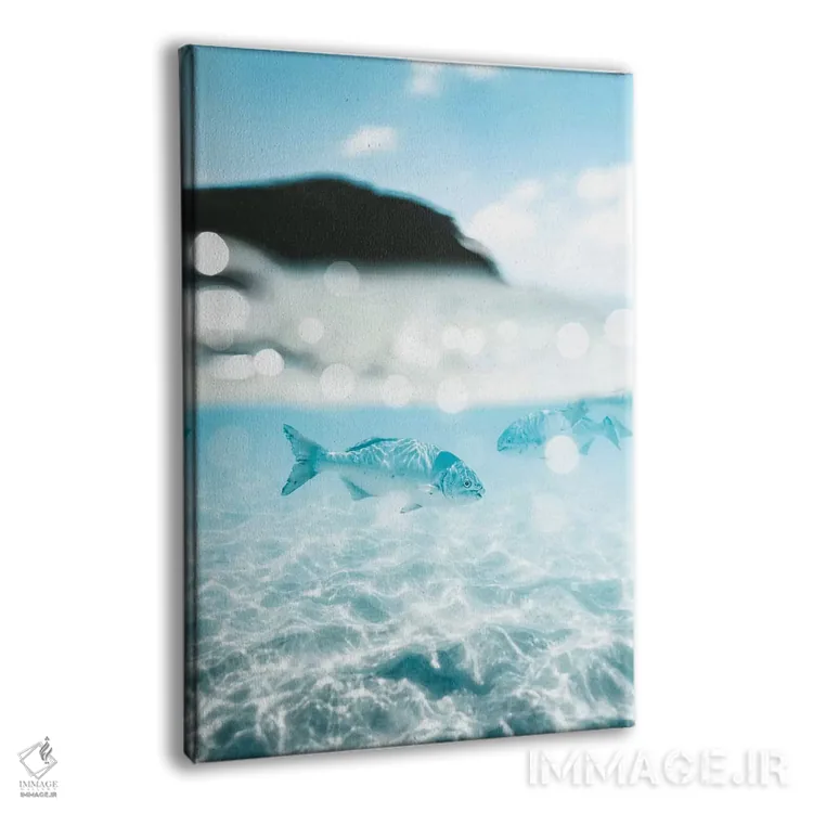 تابلو دکوراتیو عکس دوگانه ی زیر و روی آب از ماهی ها اثر جیمز وودیکا - نمای پرسپکتیو محصول