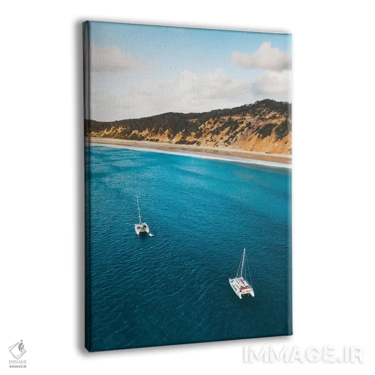 تابلو دکوراتیو قایق ها در ساحل شن های رنگی اثر جیمز وودیکا - نمای پرسپکتیو محصول
