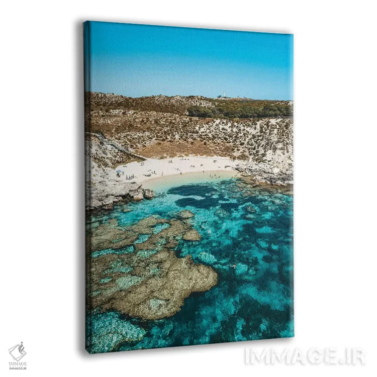 تابلو دکوراتیو نمای هوایی ساحل صخره مرجانی فیروزه ای اثر جیمز وودیکا - نمای پرسپکتیو محصول