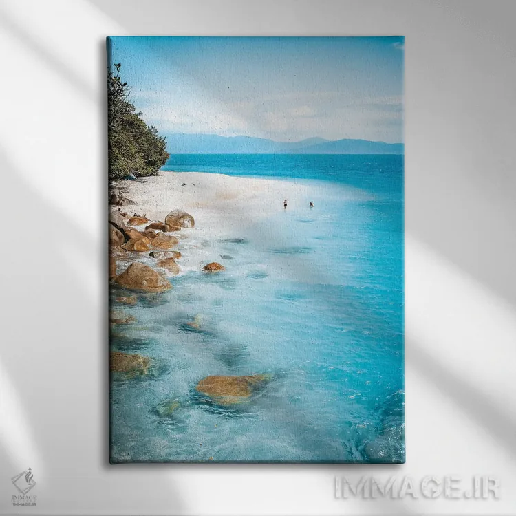 تابلو دکوراتیو ساحل جزیره گرمسیری اثر جیمز وودیکا - نمای روبهرو روی دیوار