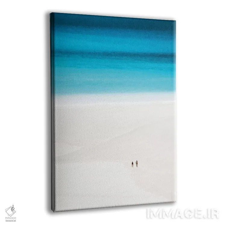 تابلو دکوراتیو پیاده روی زوج در ساحل سفید و دنج اثر جیمز وودیکا - نمای پرسپکتیو محصول