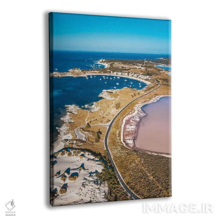 تابلو دکوراتیو جاده ساحلی با دریاچه صورتی اثر جیمز وودیکا - نمای پرسپکتیو محصول