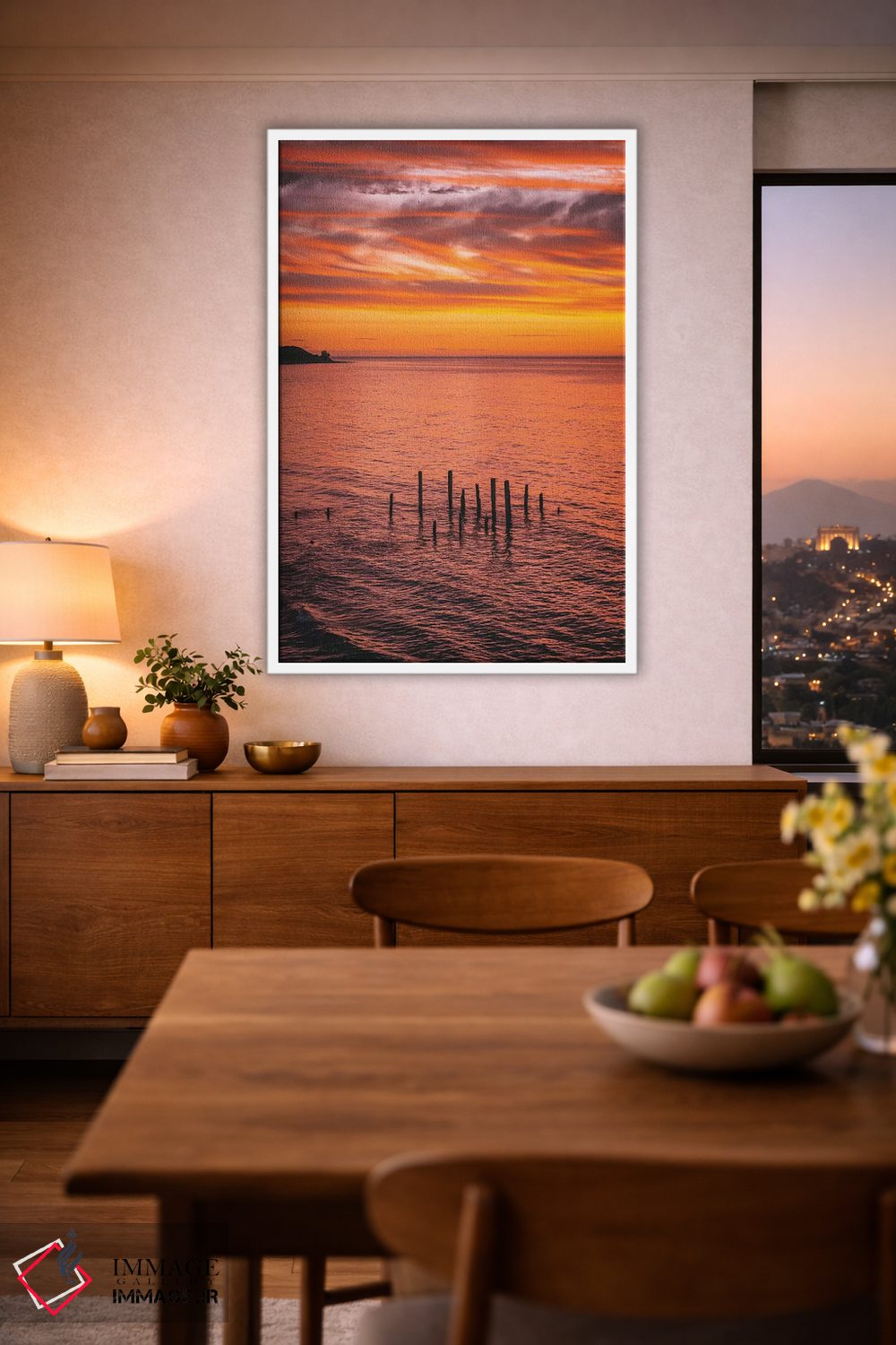 تابلو دکوراتیو پایه های اسکله در غروب اثر جیمز وودیکا - D1W