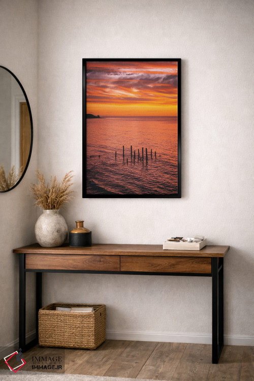 تابلو دکوراتیو پایه های اسکله در غروب اثر جیمز وودیکا - D3B