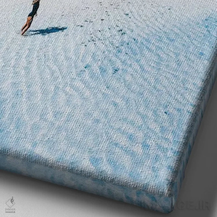 تابلو دکوراتیو دختر تنها در جزیره بهشتی خلوت اثر جیمز وودیکا - نمای نزدیک بافت بوم