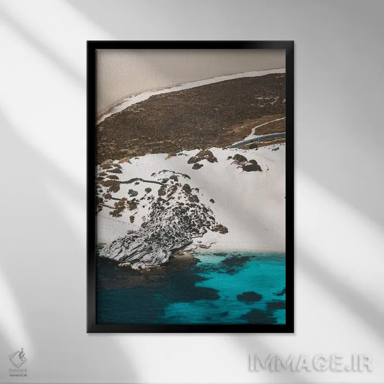 تابلو دکوراتیو رنگ های تپه های شنی ساحلی از نمای هوایی اثر جیمز وودیکا - نمای قابدار مشکی