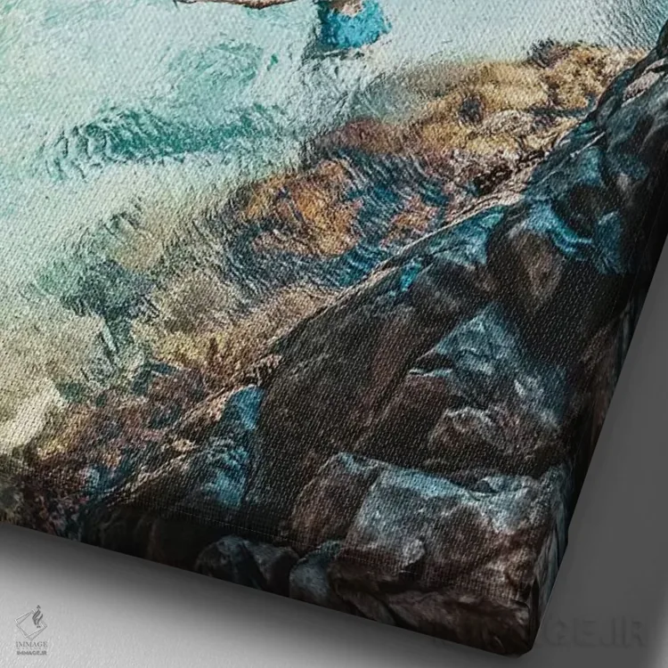 تابلو دکوراتیو شناگر در استخرهای افسانه ای اثر جیمز وودیکا - نمای نزدیک بافت بوم