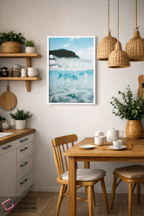 تابلو دکوراتیو عکس دوگانه ی زیر و روی آب از ماهی ها اثر جیمز وودیکا - D2W