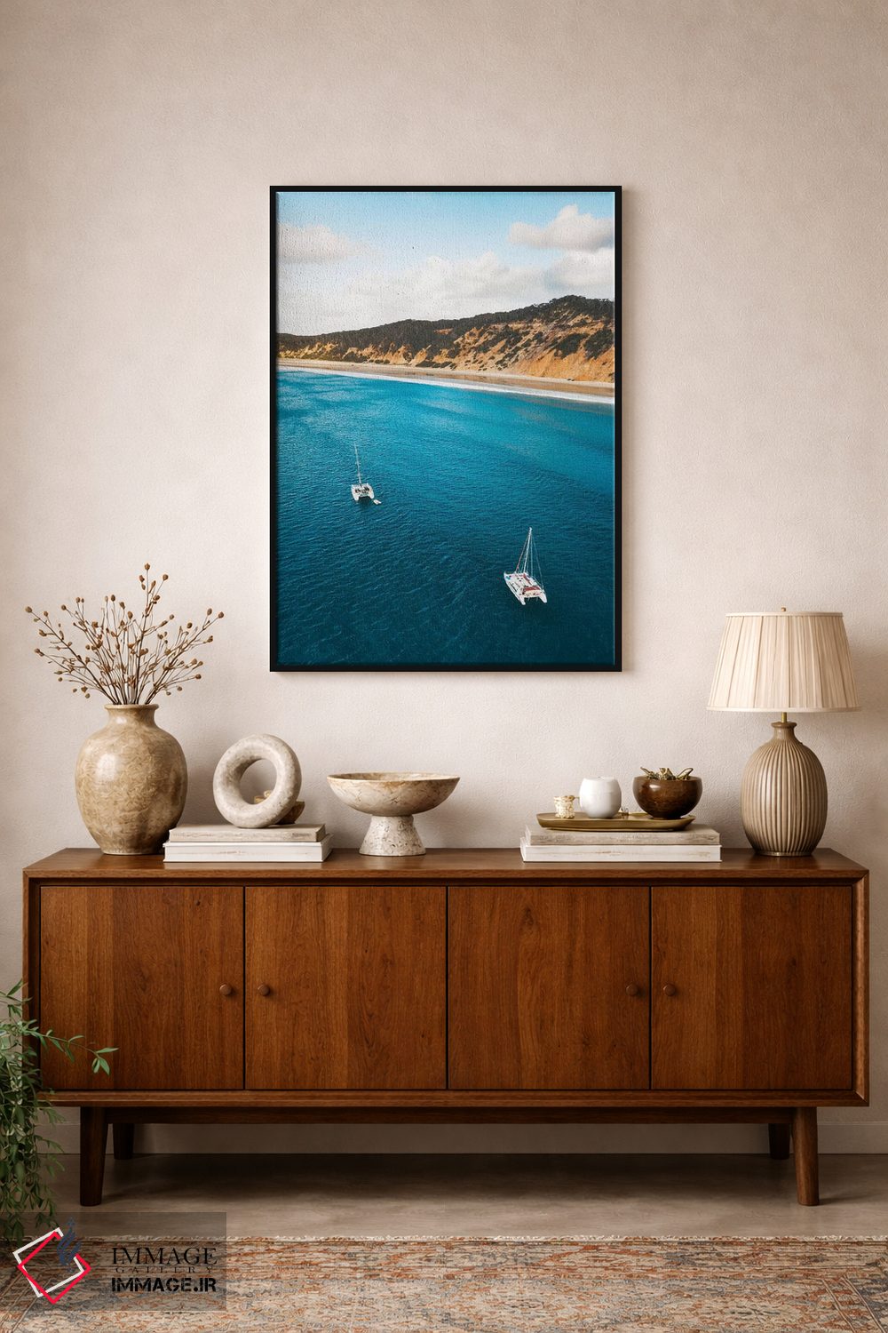 تابلو دکوراتیو قایق ها در ساحل شن های رنگی اثر جیمز وودیکا - D2B