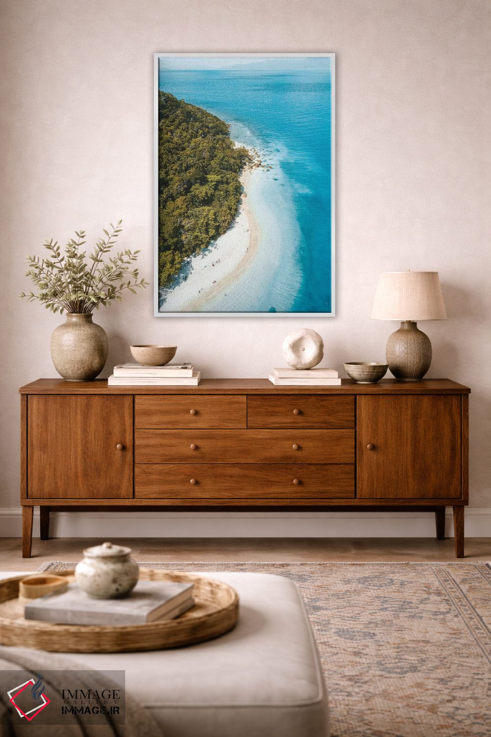 تابلو دکوراتیو نمای هوایی ساحل جزیره گرمسیری اثر جیمز وودیکا - D2W