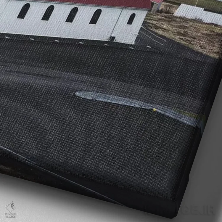 تابلو دکوراتیو کلیسای ایسلندی با چشم انداز اقیانوس اثر جیمز وودیکا - نمای نزدیک بافت بوم