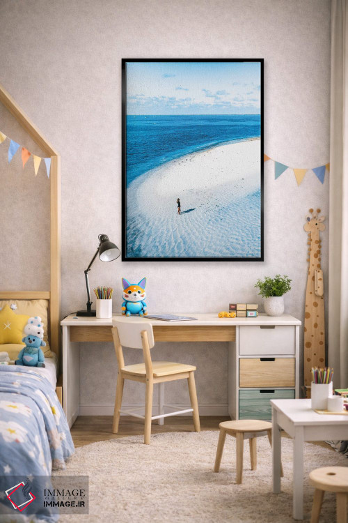 تابلو دکوراتیو دختر تنها در جزیره بهشتی خلوت اثر جیمز وودیکا - D2B