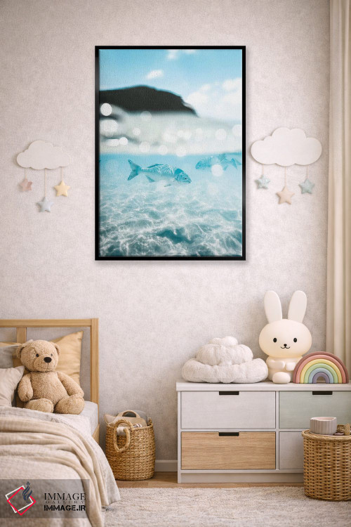 تابلو دکوراتیو عکس دوگانه ی زیر و روی آب از ماهی ها اثر جیمز وودیکا - D4B
