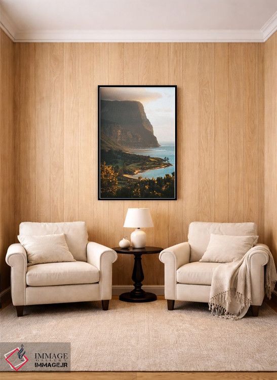 تابلو دکوراتیو سکوی تماشای غروب ساحل جزیره آتشفشانی اثر جیمز وودیکا - D4B