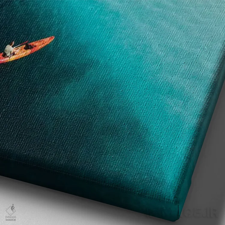 تابلو دکوراتیو قایق ران ساحل دریاچه مک کنزی اثر جیمز وودیکا - نمای نزدیک بافت بوم