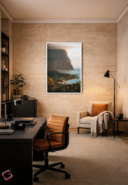 تابلو دکوراتیو سکوی تماشای غروب ساحل جزیره آتشفشانی اثر جیمز وودیکا - D6W