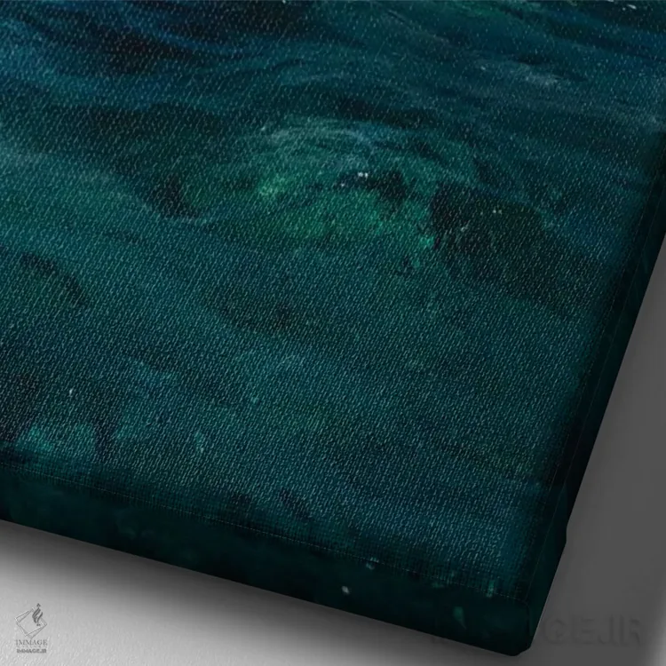 تابلو دکوراتیو جزیره استرالیایی با آب های آبی اثر جیمز وودیکا - نمای نزدیک بافت بوم