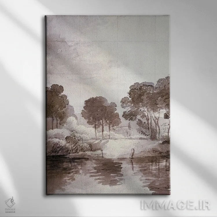 تابلو دکوراتیو حوض پاییزی ۱ اثر جکی ون توبل - نمای روبهرو روی دیوار