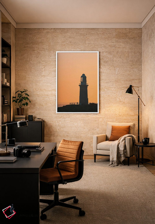 تابلو دکوراتیو سیلوئت فانوس دریایی در غروب اثر جیمز وودیکا - D6W