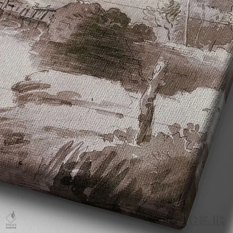 تابلو دکوراتیو حوض پاییزی ۲ اثر جکی ون توبل - نمای نزدیک بافت بوم