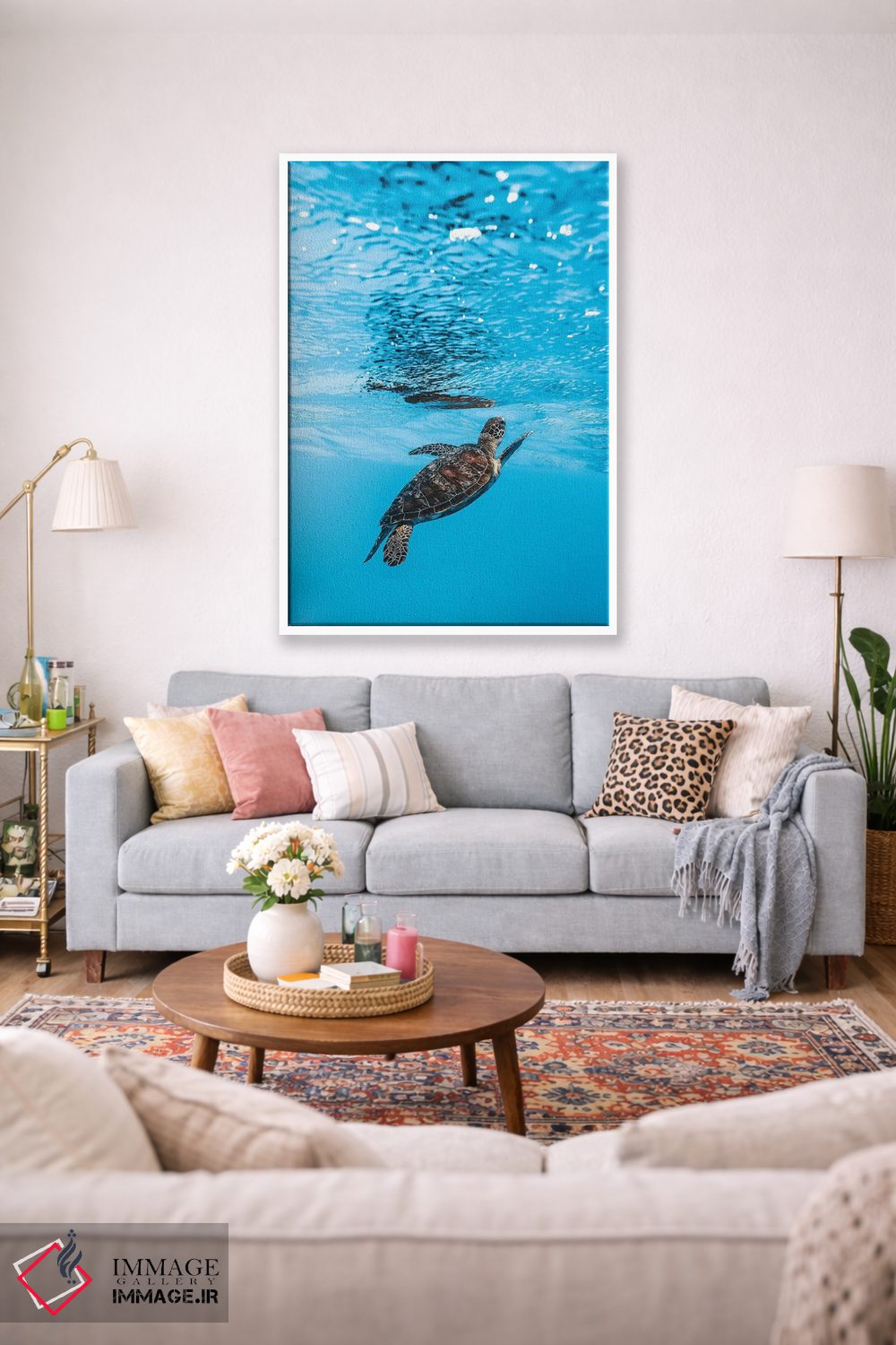 تابلو دکوراتیو لاک پشت کوچک زیر آب اثر جیمز وودیکا - D1W