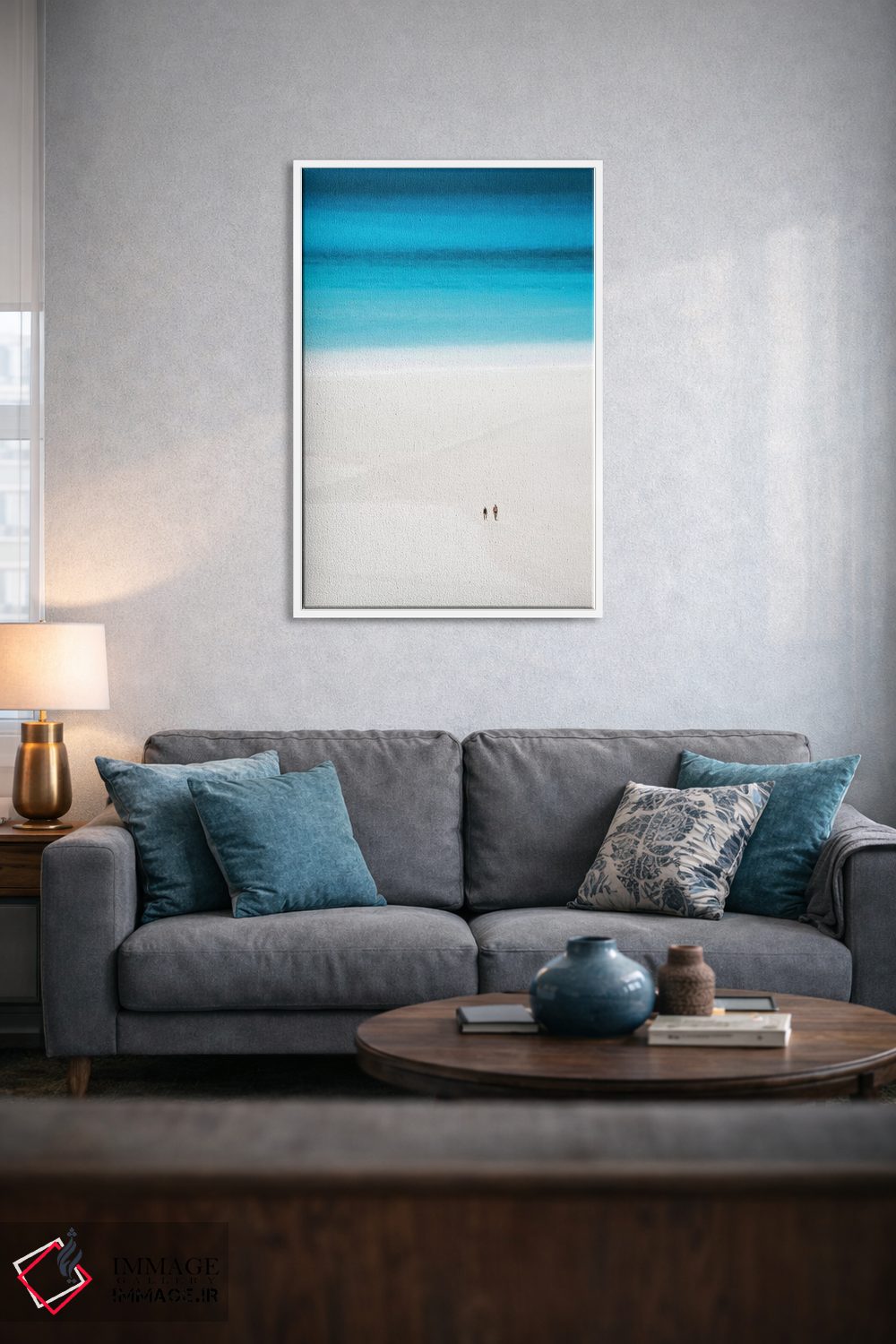 تابلو دکوراتیو پیاده روی زوج در ساحل سفید و دنج اثر جیمز وودیکا - D3W
