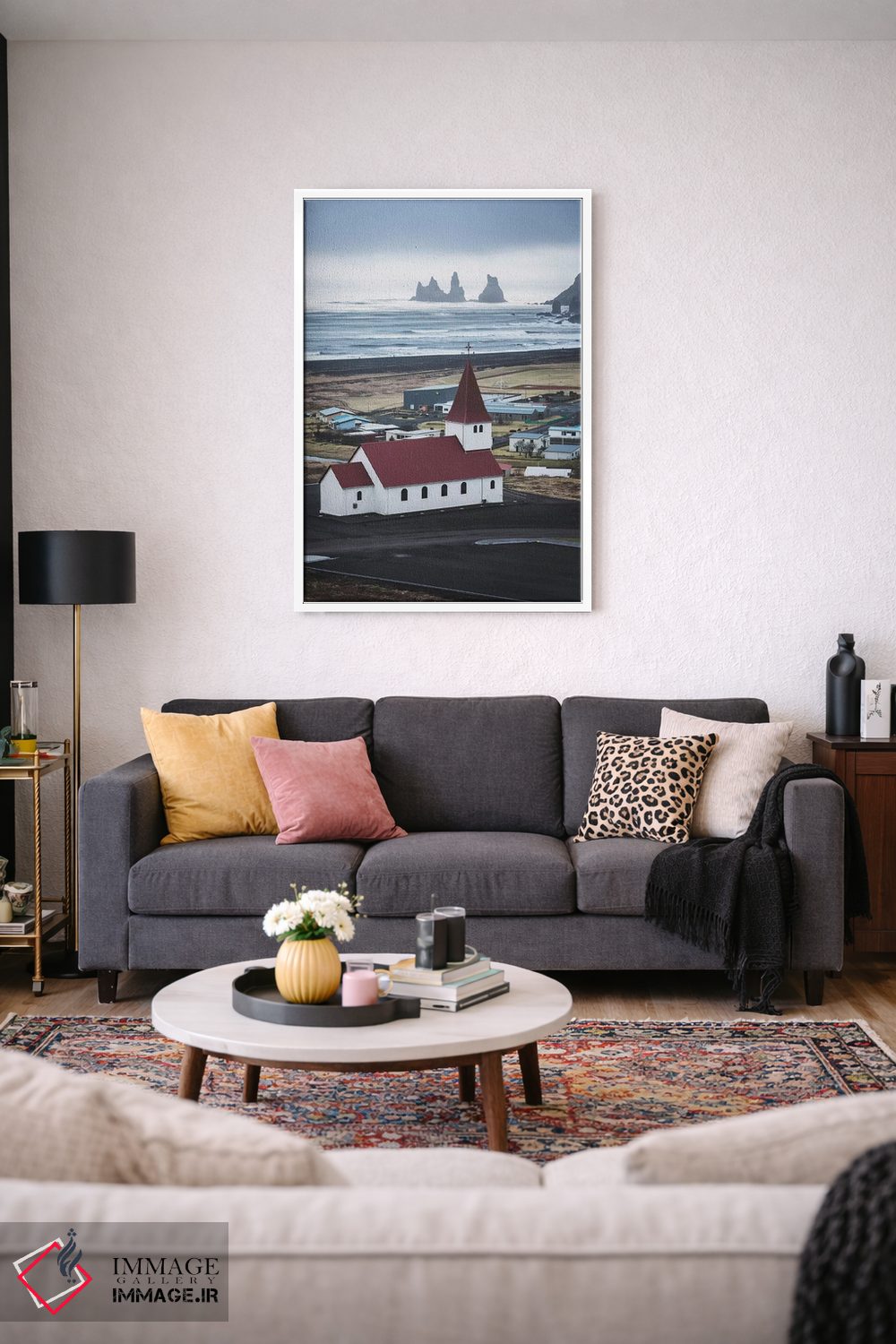 تابلو دکوراتیو کلیسای ایسلندی با چشم انداز اقیانوس اثر جیمز وودیکا - D3W