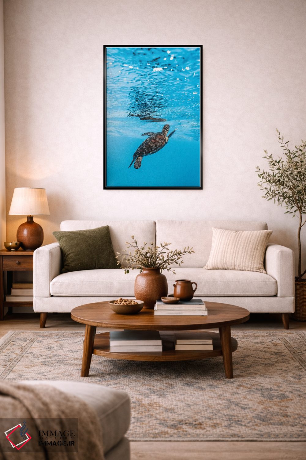 تابلو دکوراتیو لاک پشت کوچک زیر آب اثر جیمز وودیکا - D5B