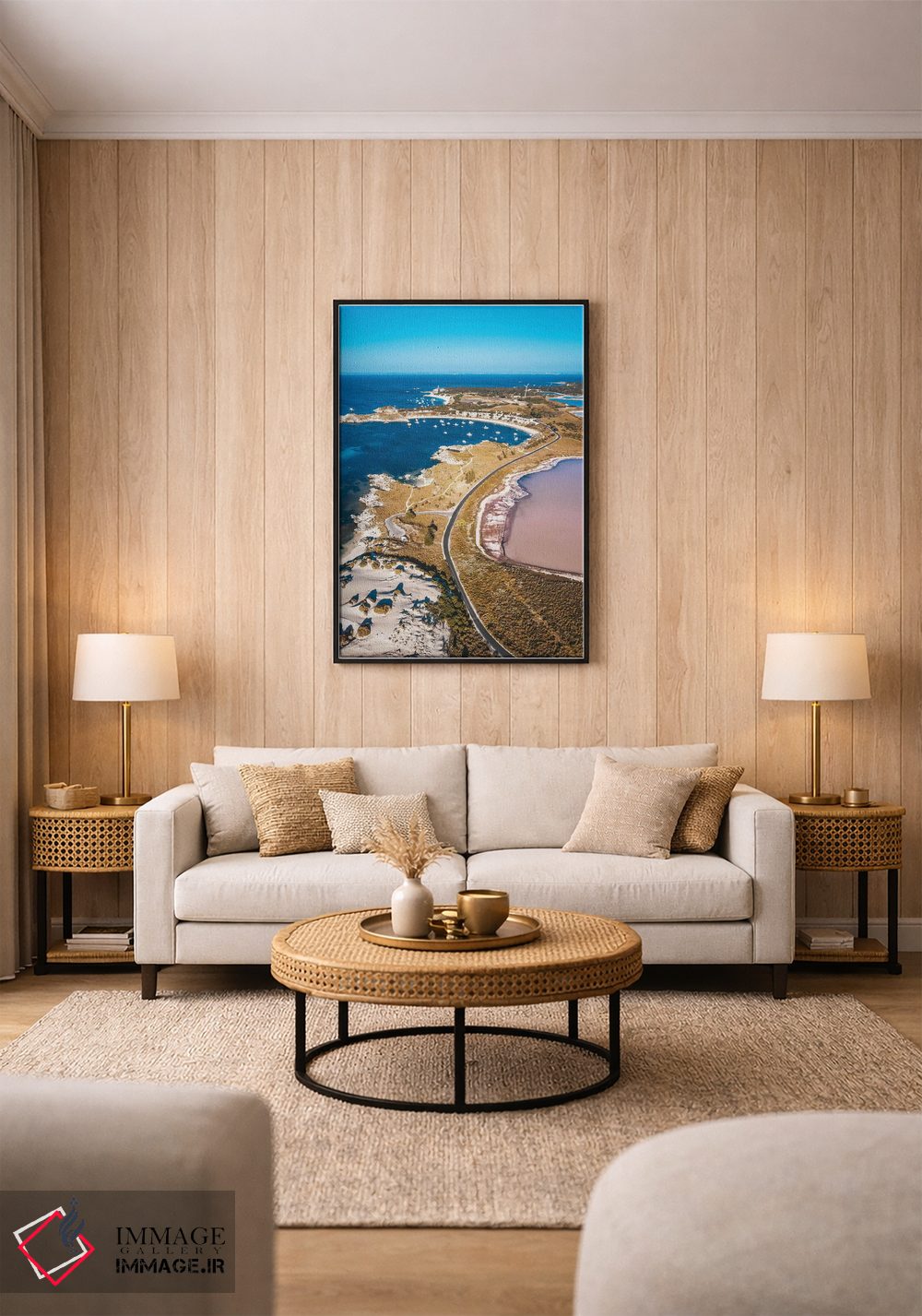 تابلو دکوراتیو جاده ساحلی با دریاچه صورتی اثر جیمز وودیکا - D1B
