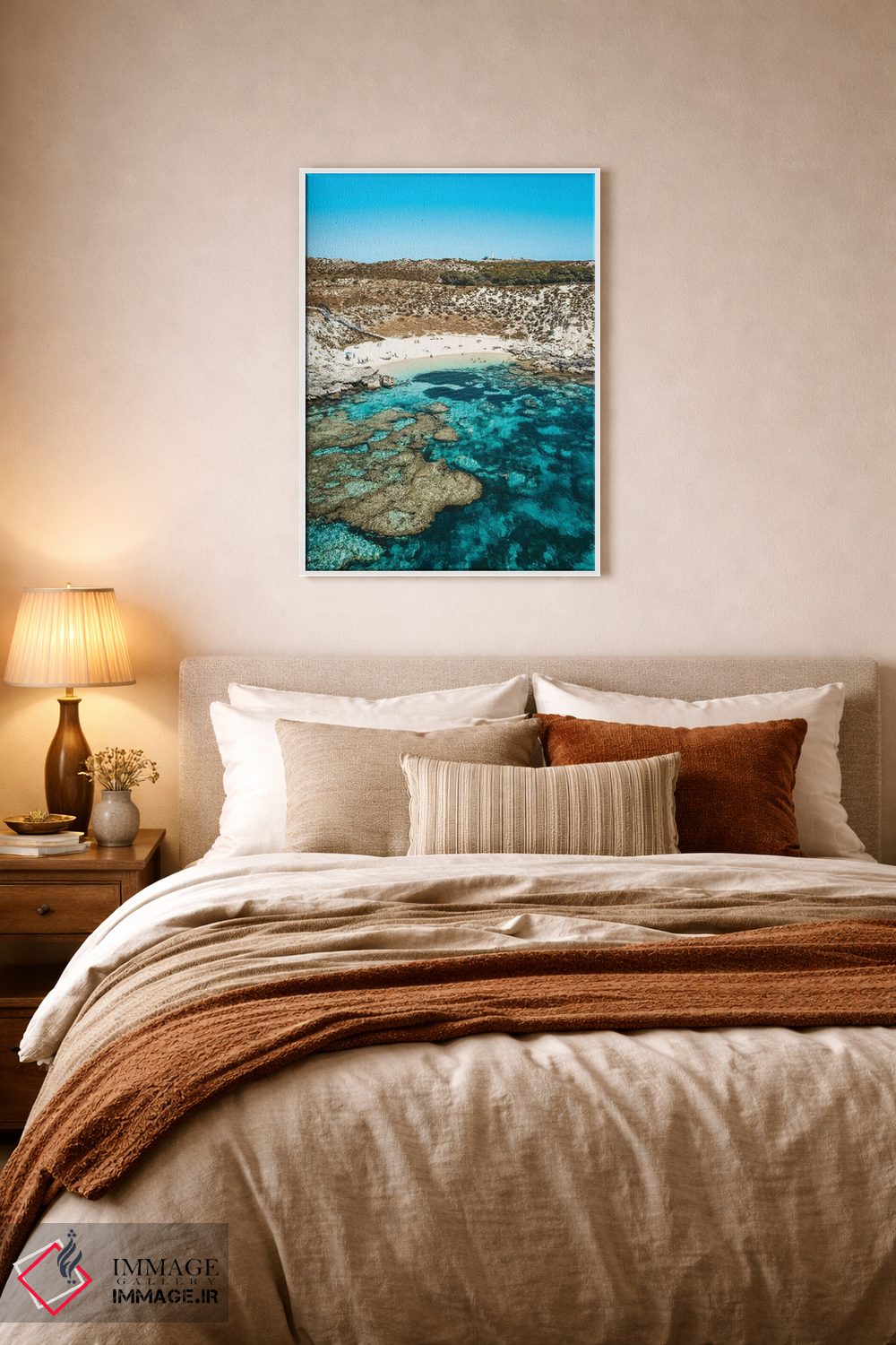 تابلو دکوراتیو نمای هوایی ساحل صخره مرجانی فیروزه ای اثر جیمز وودیکا - D5W