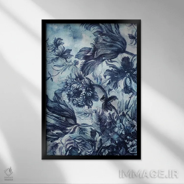 تابلو دکوراتیو شکوفه بوهمیا ۲ اثر جکی ون توبل - نمای قابدار مشکی