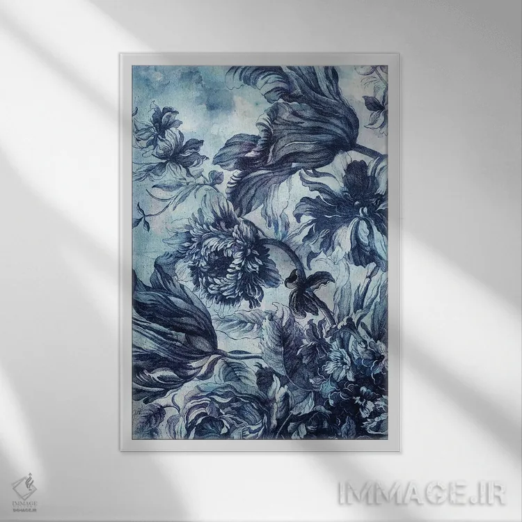 تابلو دکوراتیو شکوفه بوهمیا ۲ اثر جکی ون توبل - نمای قابدار سفید