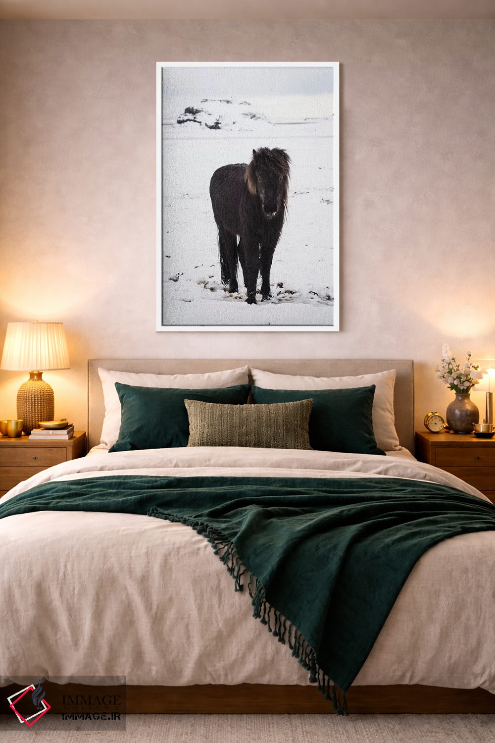 تابلو دکوراتیو اسبچه ایسلندی در برف زمستانی اثر جیمز وودیکا - D2W