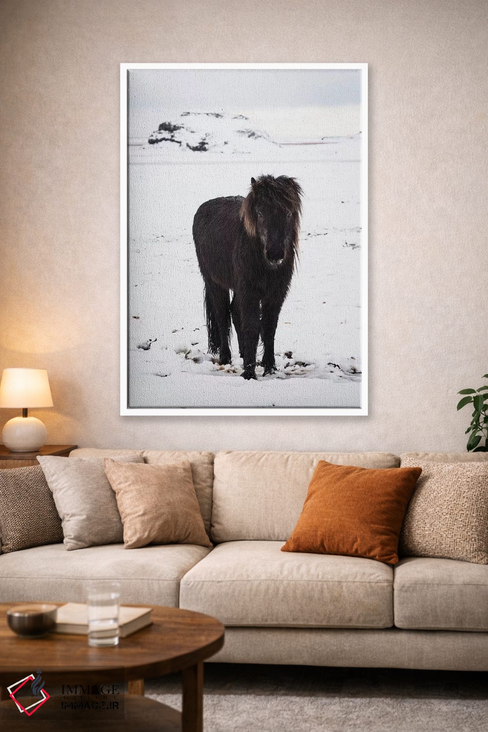تابلو دکوراتیو اسبچه ایسلندی در برف زمستانی اثر جیمز وودیکا - D1W
