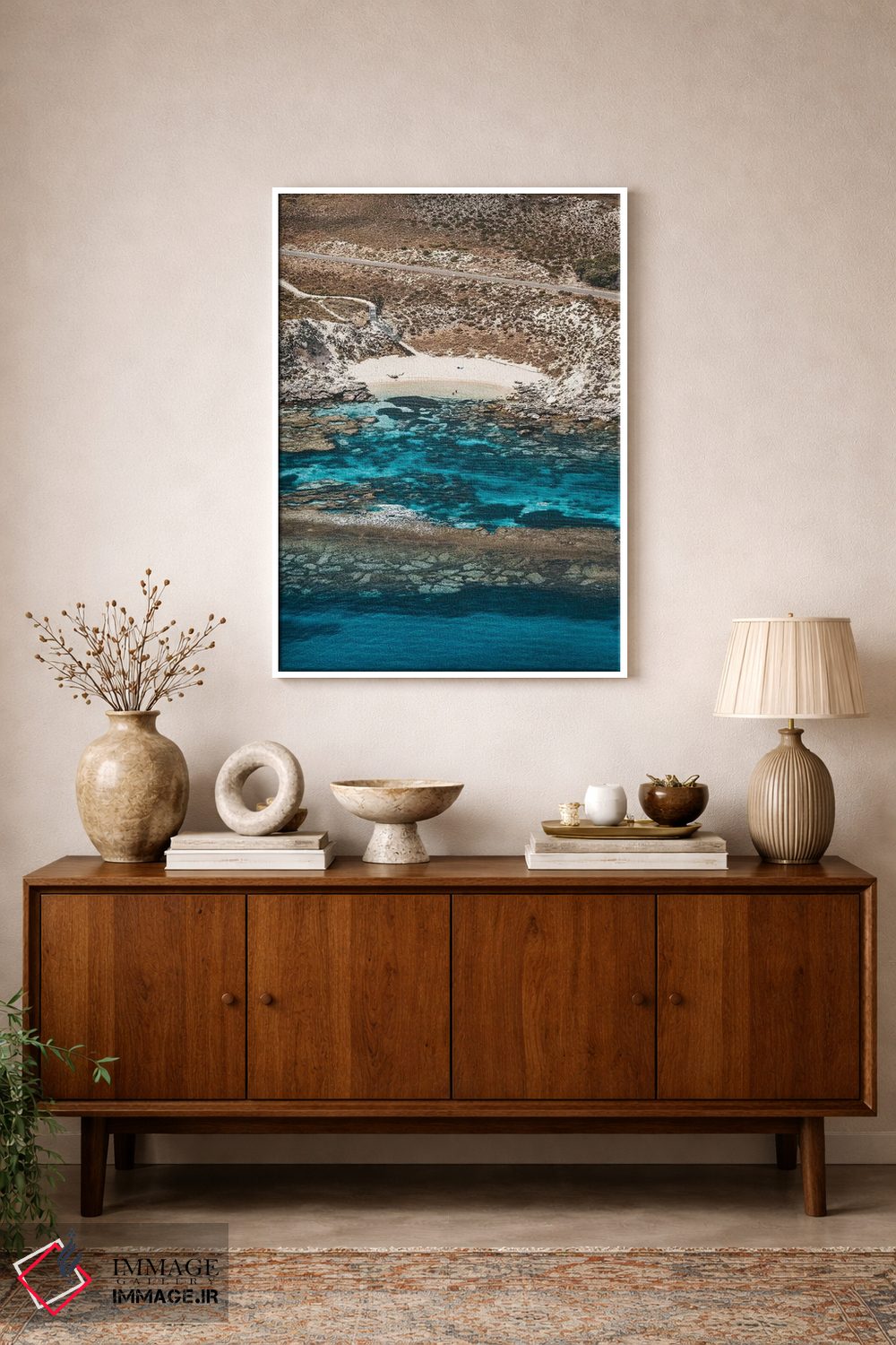 تابلو دکوراتیو نمای هوایی سازه های سنگی خلیج کوچک آرمسترانگ اثر جیمز وودیکا - D1W