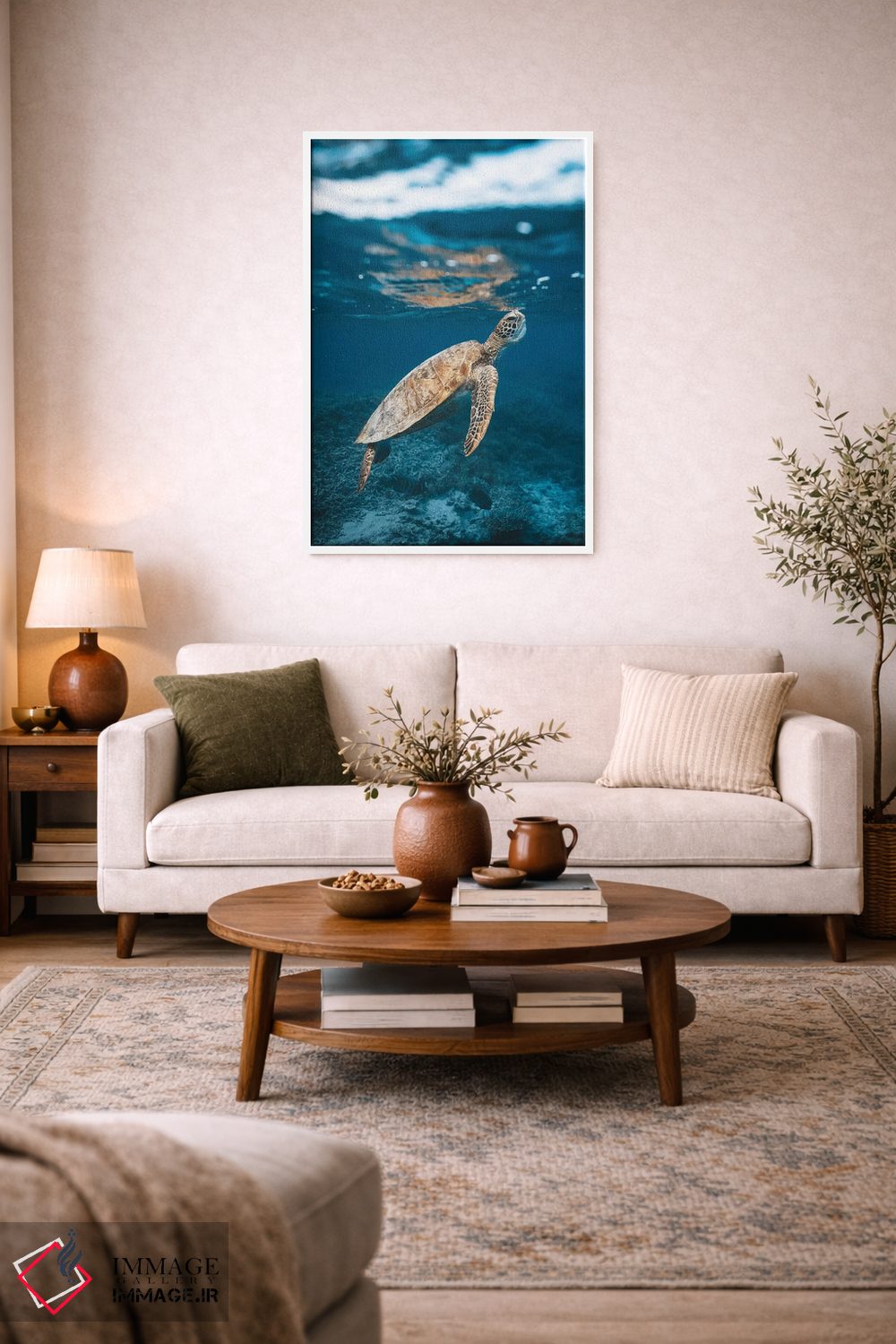 تابلو دکوراتیو لاک پشت دیواره بزرگ مرجانی زیر آب اثر جیمز وودیکا - D3W