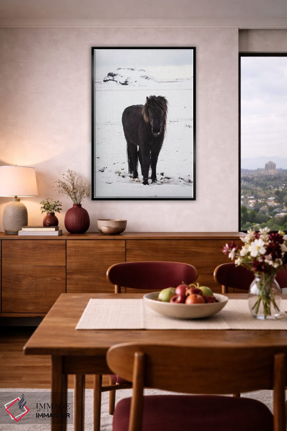 تابلو دکوراتیو اسبچه ایسلندی در برف زمستانی اثر جیمز وودیکا - D5B