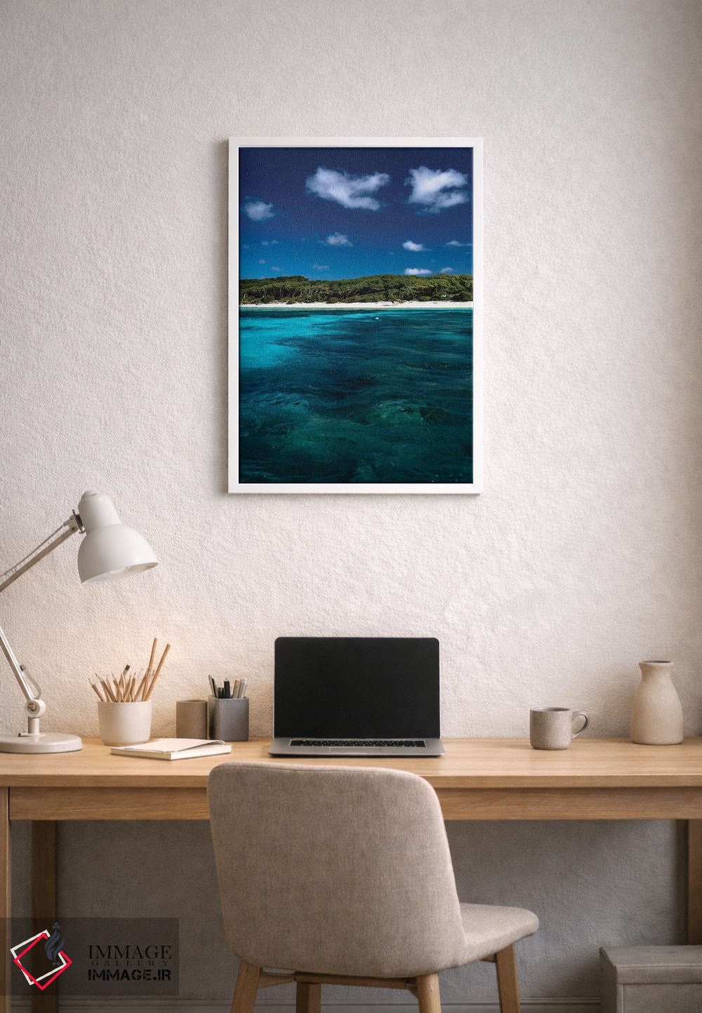 تابلو دکوراتیو جزیره استرالیایی با آب های آبی اثر جیمز وودیکا - D1W