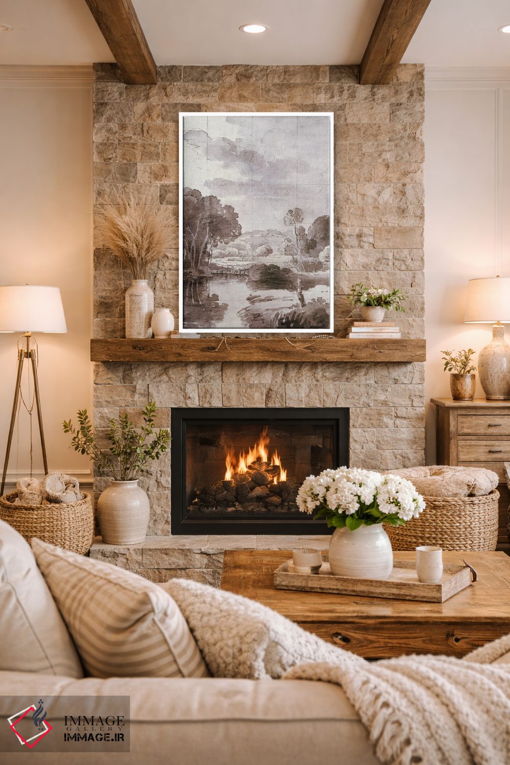 تابلو دکوراتیو حوض پاییزی ۲ اثر جکی ون توبل - D1W